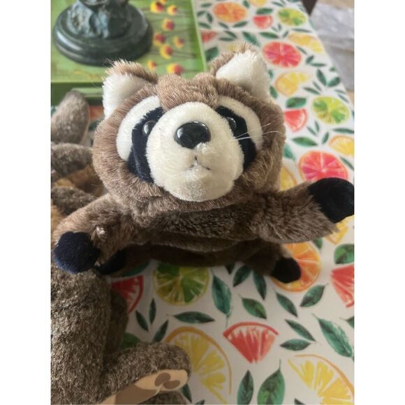Three vintage plush hand puppets, jack rabbit, raccoon and frog folkmanis, dakin - Picture 16 of 16
